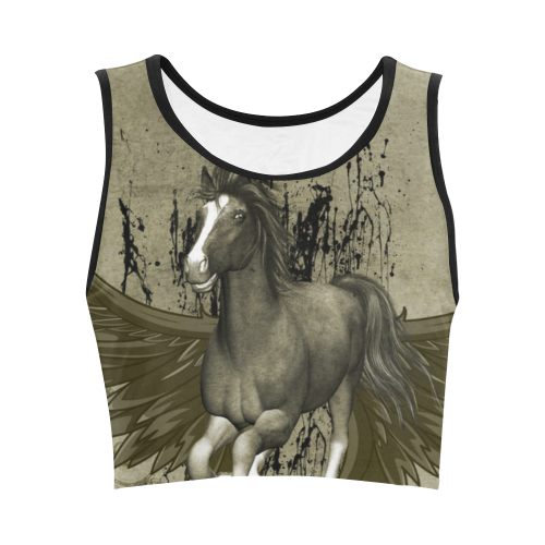 Wild horse with wings Women's Crop Top (Model T42)