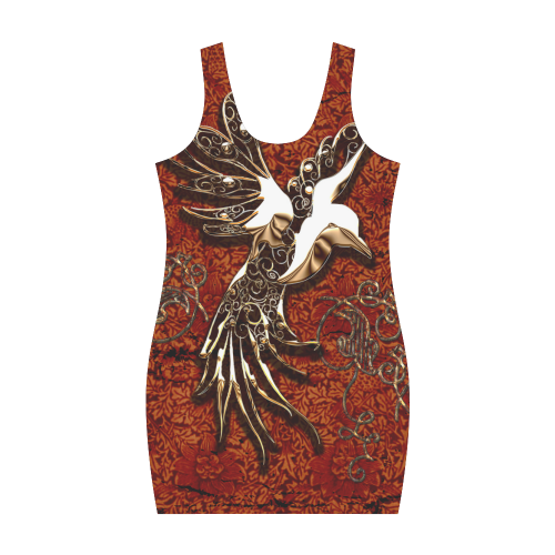 Wonderful bird made of floral elements Medea Vest Dress (Model D06)