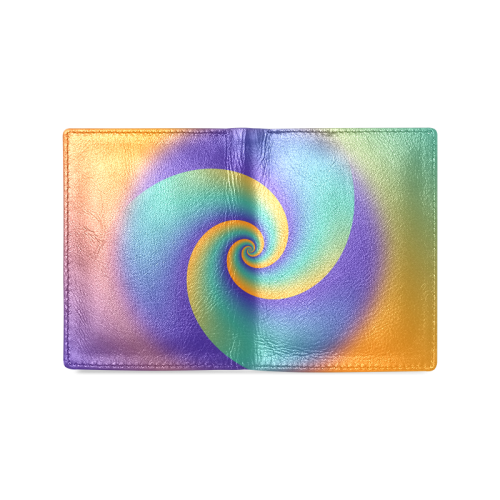 POWER SPIRAL SOFT - Violet, Ocean Green, Orange Men's Leather Wallet (Model 1612)