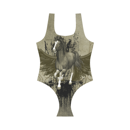 Wild horse with wings Vest One Piece Swimsuit (Model S04)