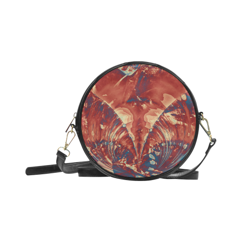 Abstract Fractal Painting - dark red blue beige Round Sling Bag (Model 1647)