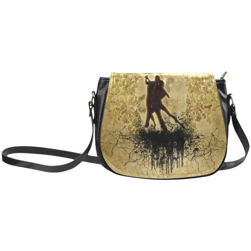 Dancing couple on vintage background Classic Saddle Bag/Large (Model 1648)