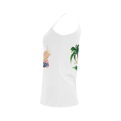 Tropical design with surfboard Women's Spaghetti Top (USA Size) (Model T34)