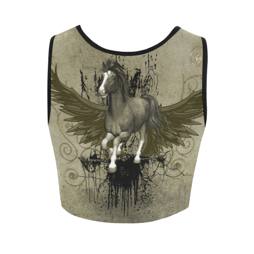 Wild horse with wings Women's Crop Top (Model T42)