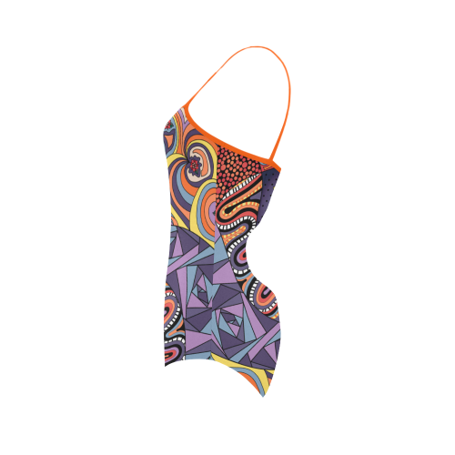 Tangle Doodle Pattern by ArtformDesigns Strap Swimsuit ( Model S05)