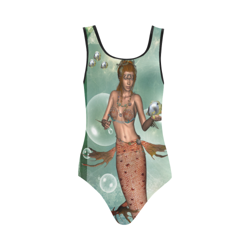 Beautiful mermaid fith butterflyfish Vest One Piece Swimsuit (Model S04)