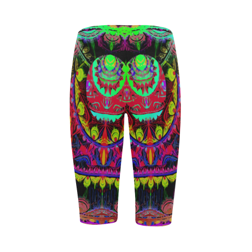 Mulricolored abstract SCARAB design Hestia Cropped Leggings (Model L03)