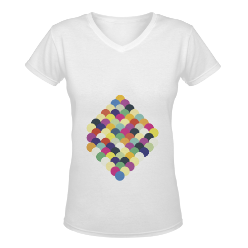 Colorful Circles Women's Deep V-neck T-shirt (Model T19)