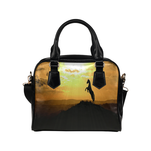 Sunset Horse Silhouette Shoulder Handbag (Model 1634)