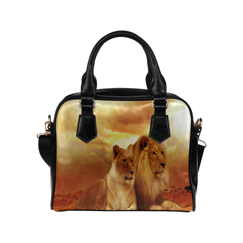 Lion Couple Sunset Fantasy Shoulder Handbag (Model 1634)