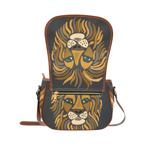 Artistic Cool Lion Abstract Art Saddle Bag/Large (Model 1649)