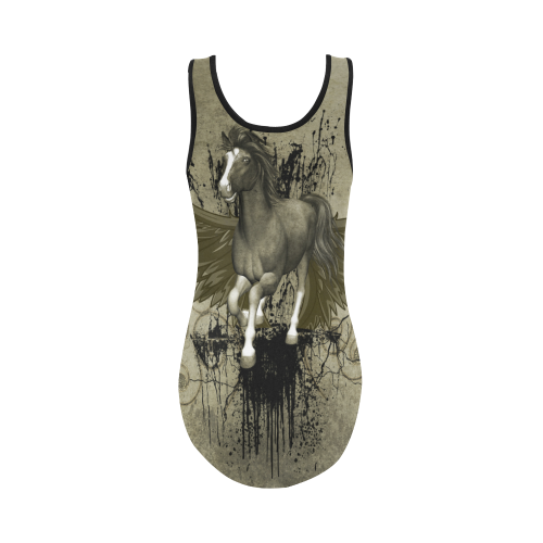 Wild horse with wings Vest One Piece Swimsuit (Model S04)