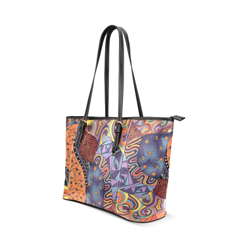 Tangle Doodle Pattern by ArtformDesigns Leather Tote Bag/Small (Model 1640)