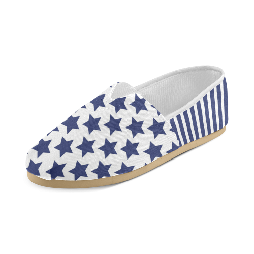blue and white striped canvas shoes