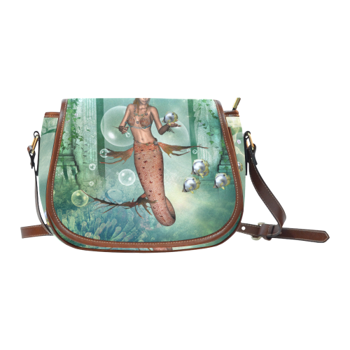 Beautiful mermaid fith butterflyfish Saddle Bag/Small (Model 1649) Full Customization