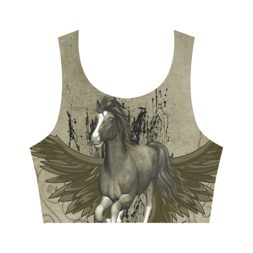 Wild horse with wings Women's Crop Top (Model T42)