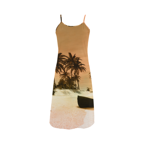Wonderful seascape with tropical island Alcestis Slip Dress (Model D05)