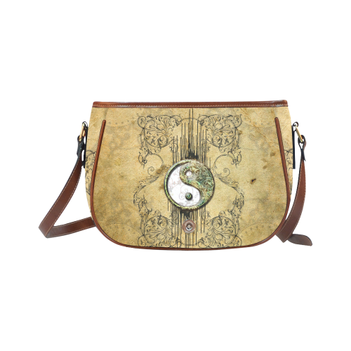 Ying and yang with decorative floral elements Saddle Bag/Small (Model 1649) Full Customization