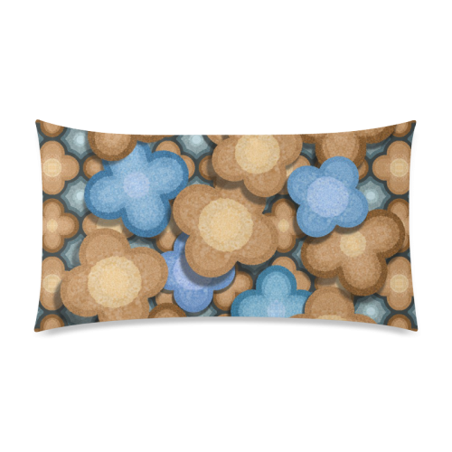 brown blue pattern Rectangle Pillow Case 20"x36"(Twin Sides)