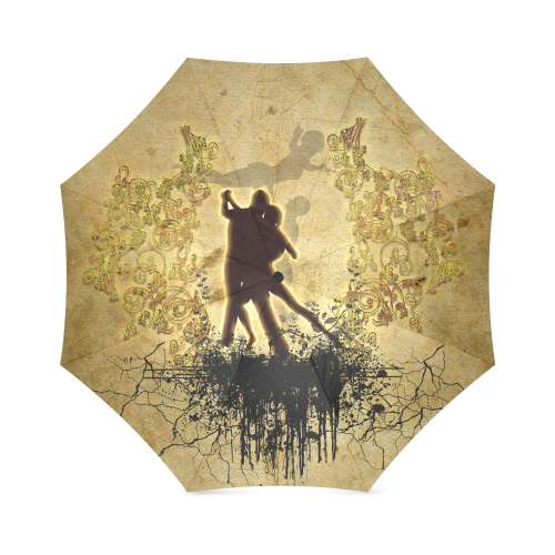 Dancing couple on vintage background Foldable Umbrella (Model U01)