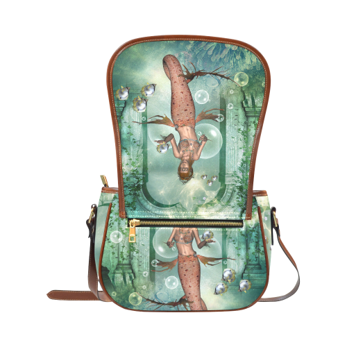 Beautiful mermaid fith butterflyfish Saddle Bag/Large (Model 1649)