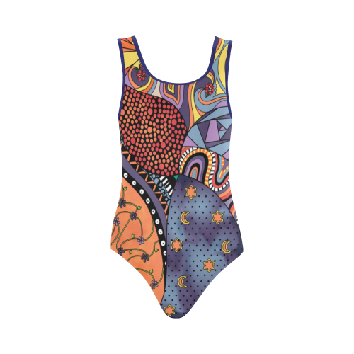 Tangle Doodle Pattern by ArtformDesigns Vest One Piece Swimsuit (Model S04)