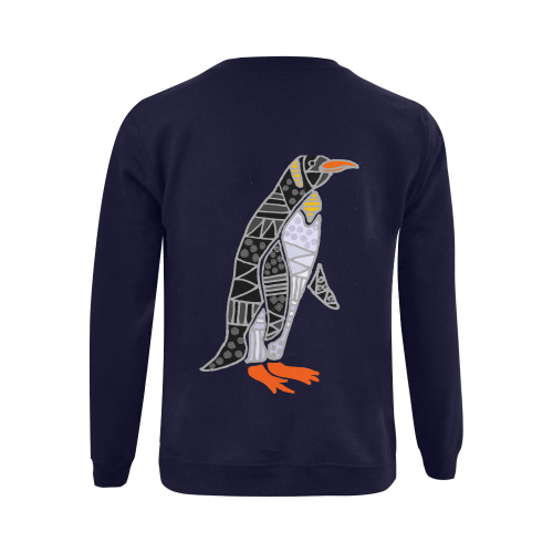 Funny Funky Emperor Penguin Abstract Art Gildan Crewneck Sweatshirt(NEW) (Model H01)