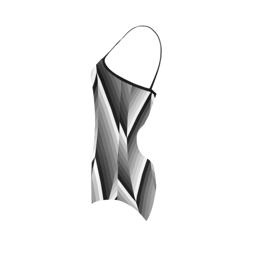 Black and White Herringbone by ArtformDesigns Strap Swimsuit ( Model S05)