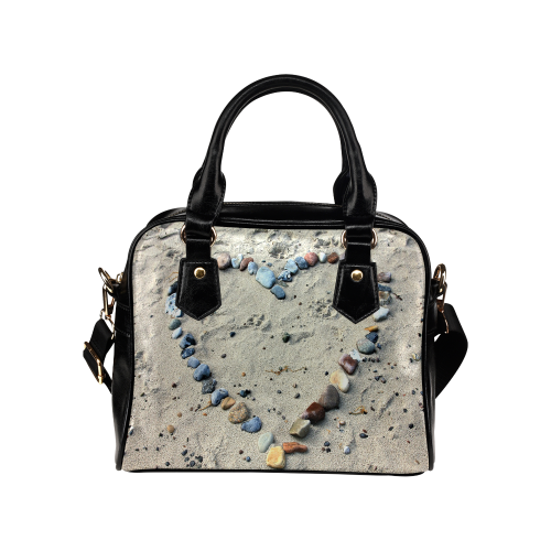 Beach Heart Stones Shoulder Handbag (Model 1634)