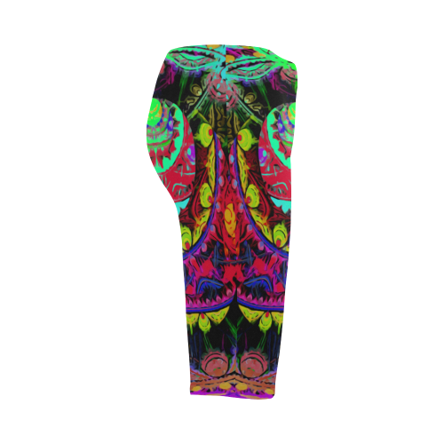 Mulricolored abstract SCARAB design Hestia Cropped Leggings (Model L03)