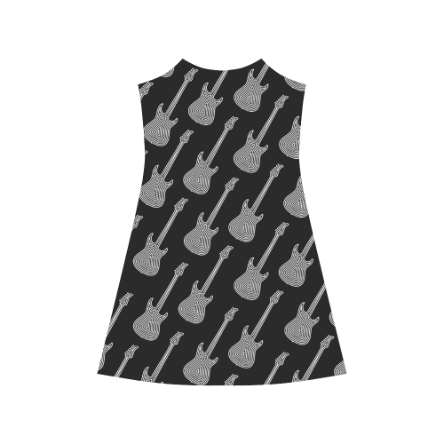 Black and White Guitars Pattern by ArtformDesigns Alcestis Slip Dress (Model D05)