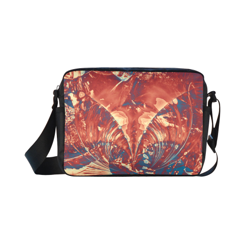 Abstract Fractal Painting - dark red blue beige Classic Cross-body Nylon Bags (Model 1632)