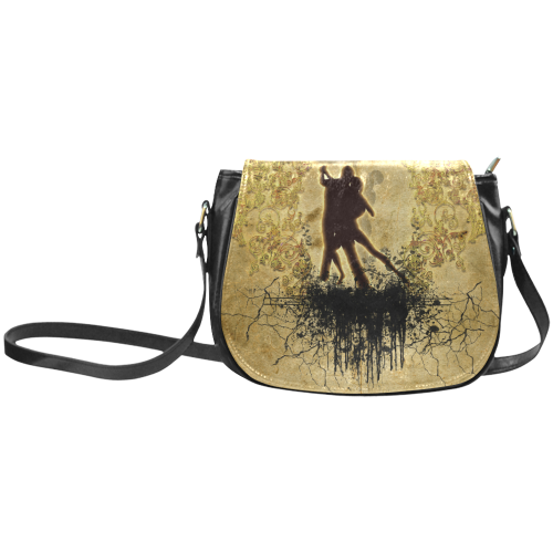 Dancing couple on vintage background Classic Saddle Bag/Small (Model 1648)
