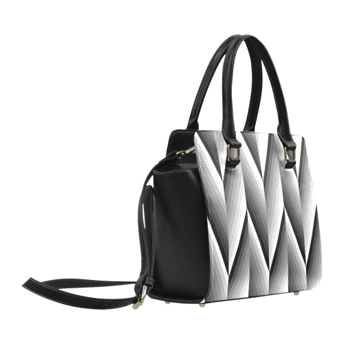 Black and White Herringbone by ArtformDesigns Classic Shoulder Handbag (Model 1653)