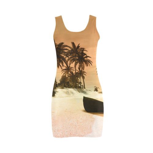 Wonderful seascape with tropical island Medea Vest Dress (Model D06)