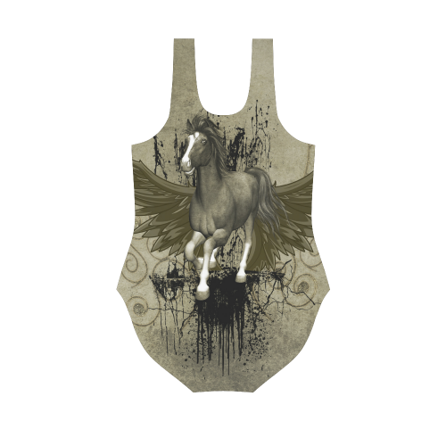 Wild horse with wings Vest One Piece Swimsuit (Model S04)