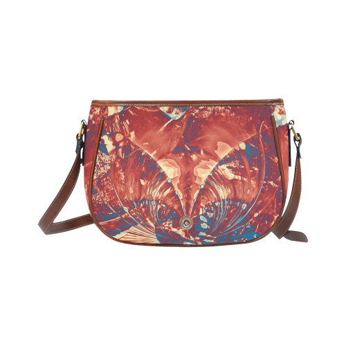 Abstract Fractal Painting - dark red blue beige Saddle Bag/Small (Model 1649) Full Customization