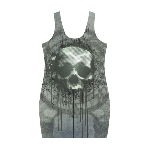 Awesome skull with bones and grunge Medea Vest Dress (Model D06)