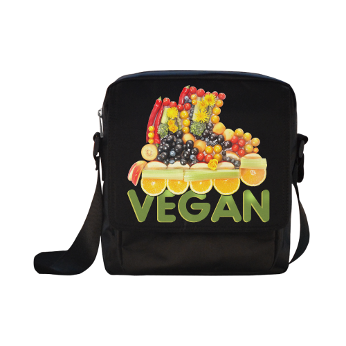 VEGAN FIT and have FUN Fruits Vegetables Crossbody Nylon Bags (Model 1633)