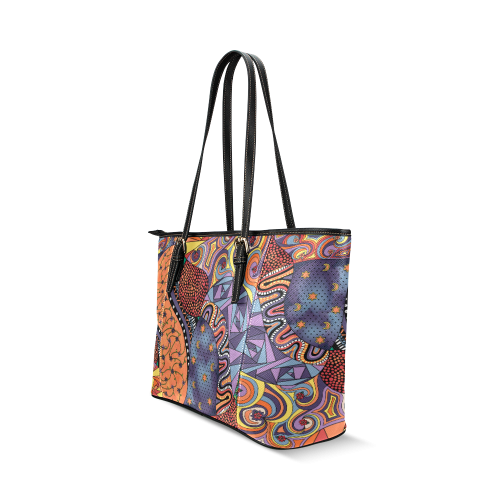 Tangle Doodle Pattern by ArtformDesigns Leather Tote Bag/Small (Model 1640)