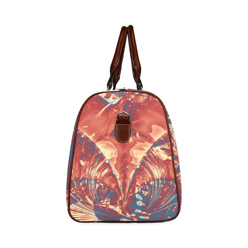 Abstract Fractal Painting - dark red blue beige Waterproof Travel Bag/Large (Model 1639)