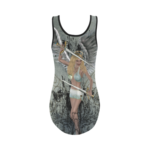 The angel with swords and wings Vest One Piece Swimsuit (Model S04)