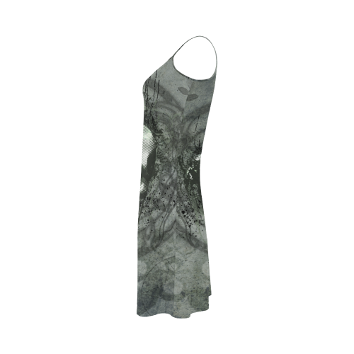Awesome skull with bones and grunge Alcestis Slip Dress (Model D05)