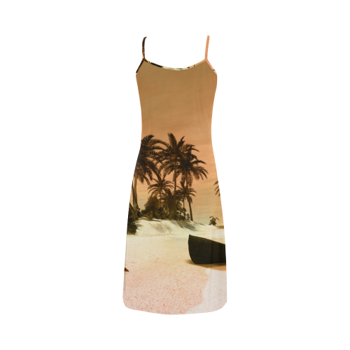 Wonderful seascape with tropical island Alcestis Slip Dress (Model D05)
