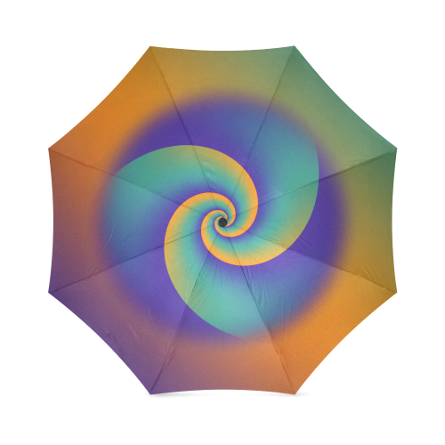 POWER SPIRAL SOFT - Violet, Ocean Green, Orange Foldable Umbrella (Model U01)