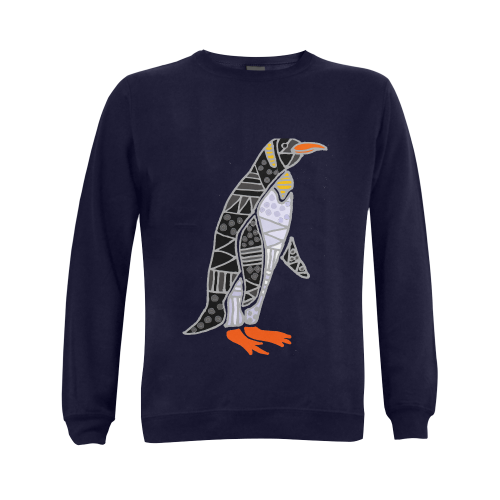 Funny Funky Emperor Penguin Abstract Art Gildan Crewneck Sweatshirt(NEW) (Model H01)