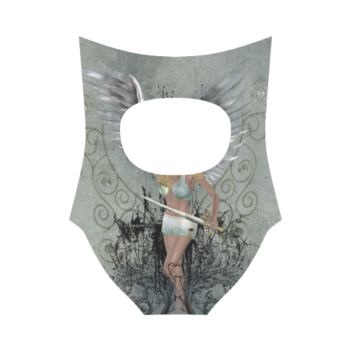 The angel with swords and wings Strap Swimsuit ( Model S05)