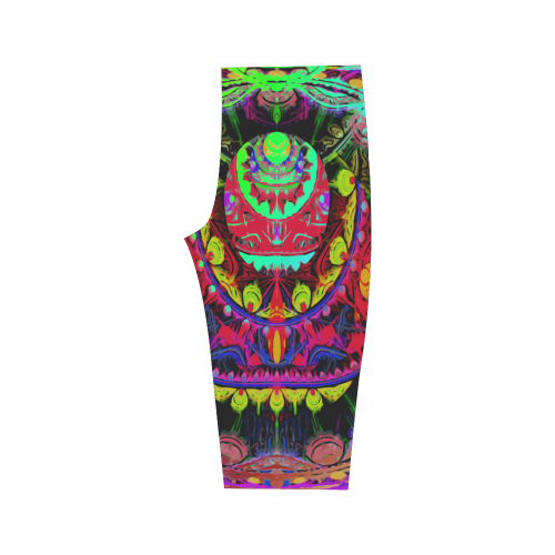 Mulricolored abstract SCARAB design Hestia Cropped Leggings (Model L03)