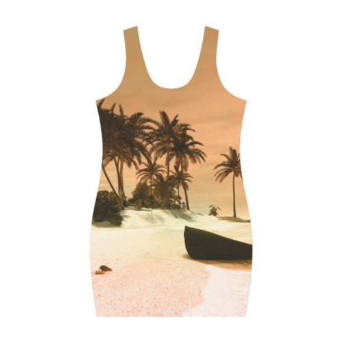 Wonderful seascape with tropical island Medea Vest Dress (Model D06)