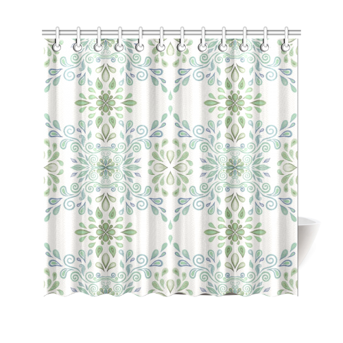 Blue and Green watercolor pattern Shower Curtain 69"x70"